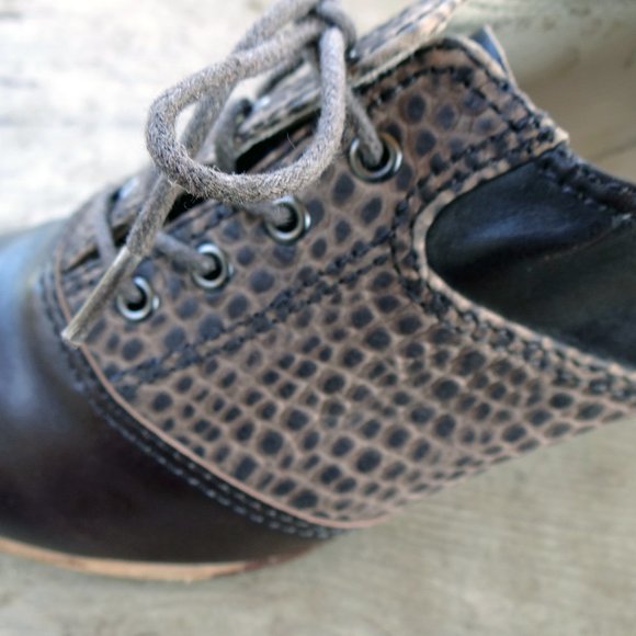 ALL BLACK brand Saddle-Oxford Shoes in Brown Leather size EU 37 / US 6.5 - Picture 9 of 13